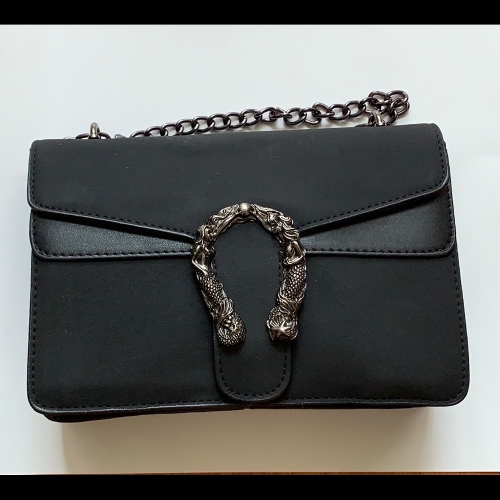 NWT Black Shoulder Bag with Metal Accent